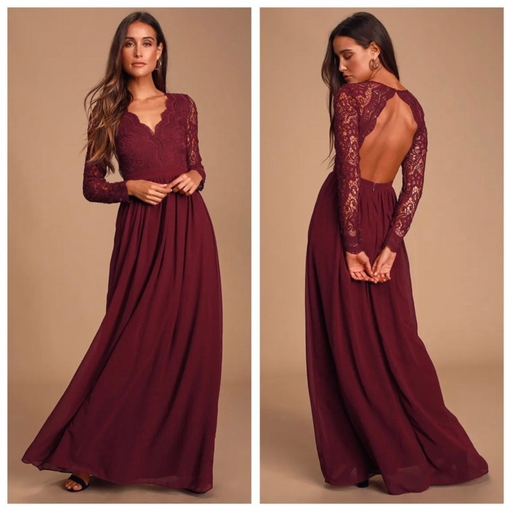 Lulu’s Awaken My Love Burgundy Lace Dress
